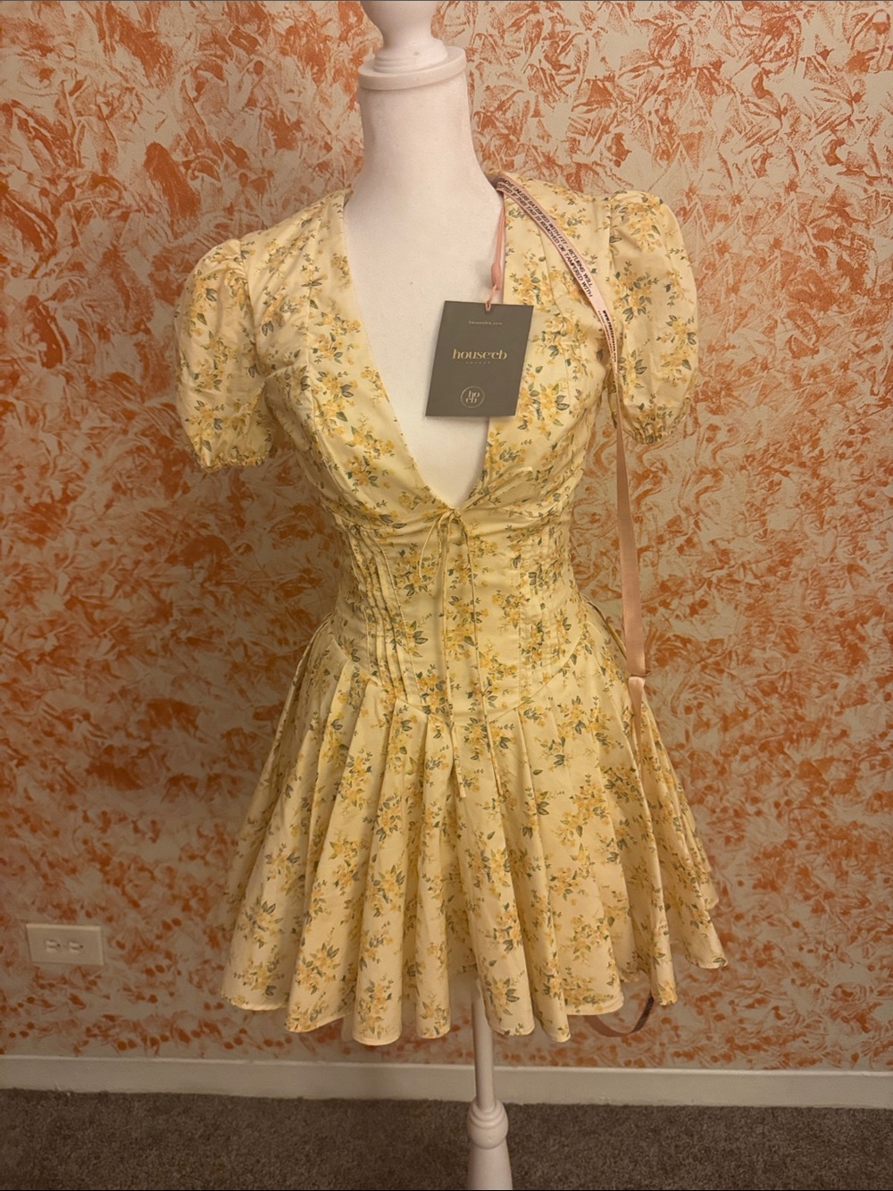 House of CB Yellow Floral Corset Mini Dress